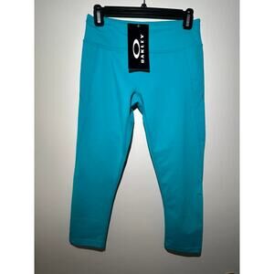 OAKLEY O'hydrolix Teal Athletic Stretch Cropped Pants Capris Womens M